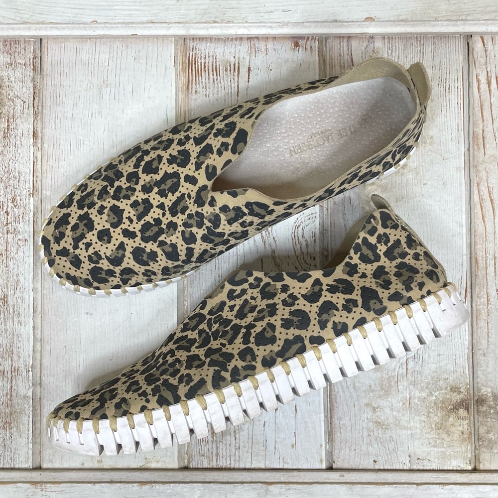 ILSE JACOBSEN Tulip 139 Leopard Print Slip On Flat